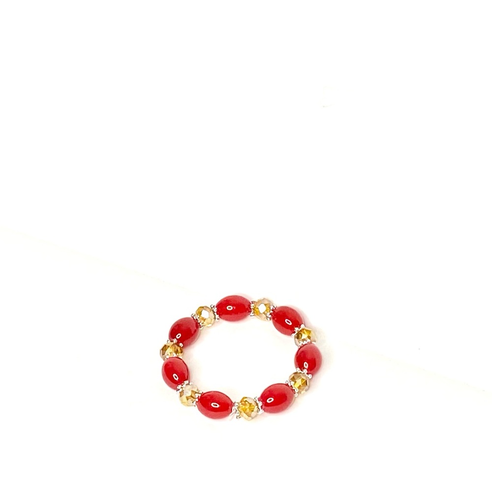 Red Flower Crystal Bead Bracelet